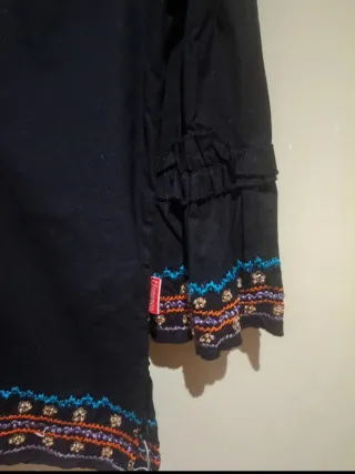 Blusa Flamenco Negra Bordada Talla XL