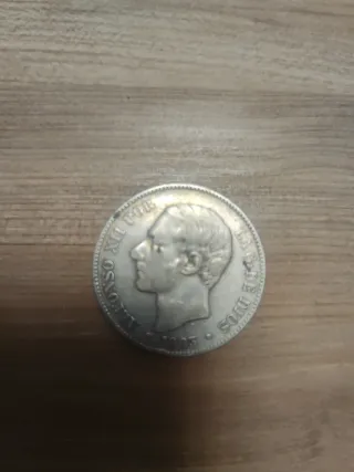 Moneda Plata Alfonso XII 1885