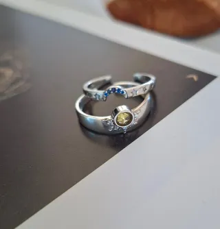 Pendientes de Plata de Ley, diseño sol y luna.