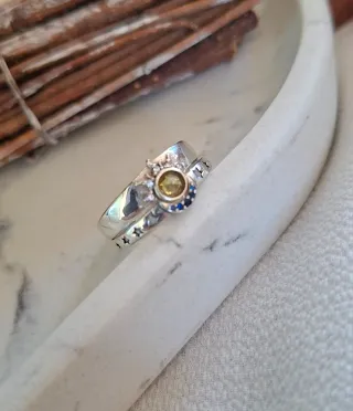 Pendientes de Plata de Ley, diseño sol y luna.