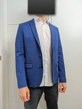 Americana azulón Mango 46 Super slim fit impecable