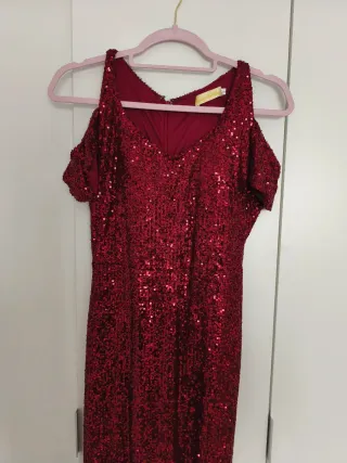 Vestido fiesta lentejuelas rojo.