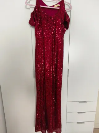 Vestido fiesta lentejuelas rojo.