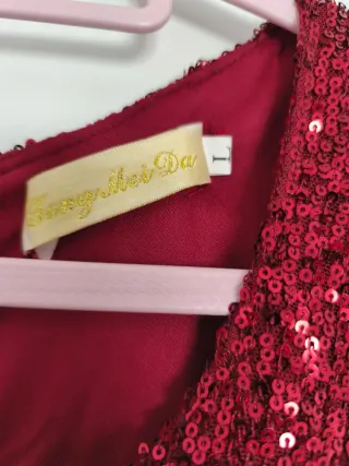 Vestido fiesta lentejuelas rojo.
