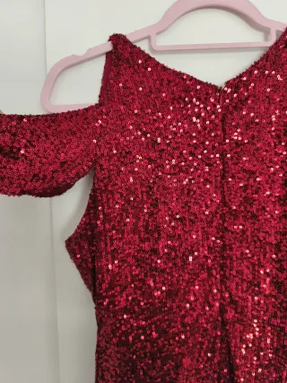 Vestido fiesta lentejuelas rojo.