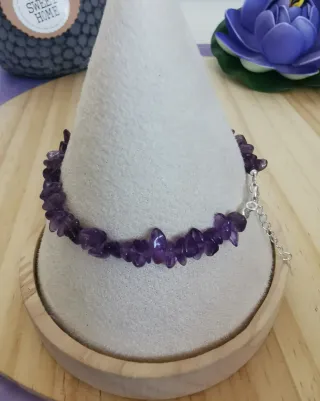 Pulsera Amatista Natural Plata