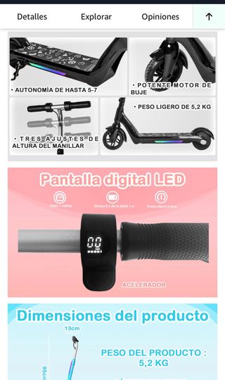 Patinete Eléctrico Infantil LED 5-7km