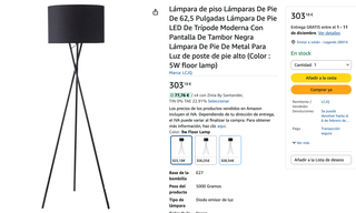 Lámpara de pie negra trípode