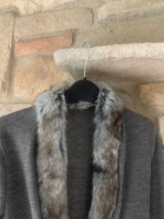 Cardigan donna grigio con pelliccia