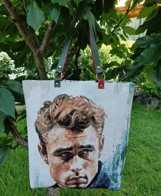 Bolso reversible Hecho a mano.Asas piel