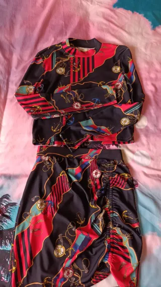 Conjunto Top y Falda Estampado Náutico