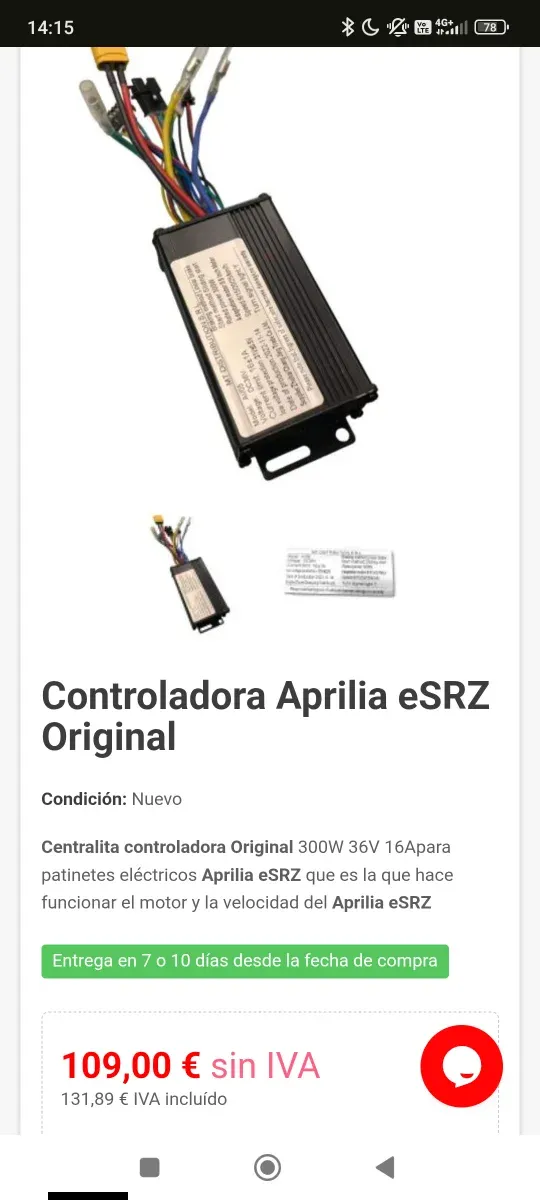 Centralita Aprilia eSRZ Original 300W 36V 16A