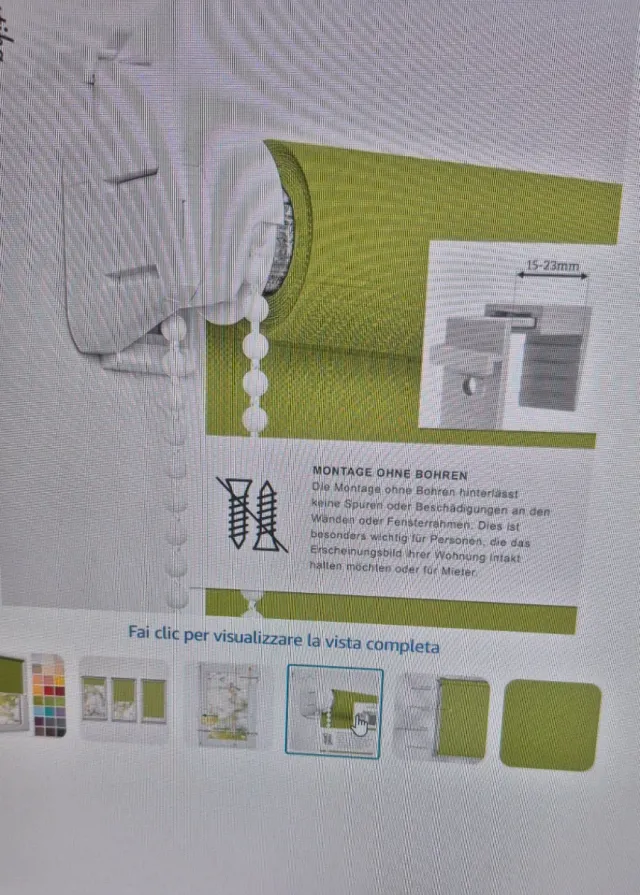 Set due Tende a rullo per interni senza fori