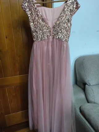 Vestido Lentejuelas Rosa Talla L Eva & Lola