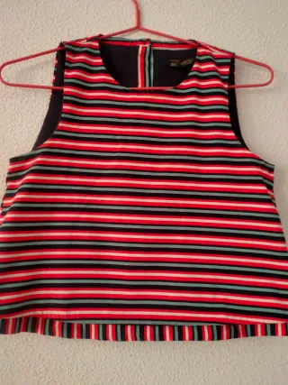 Camiseta Zara Rayas Azul Rojo