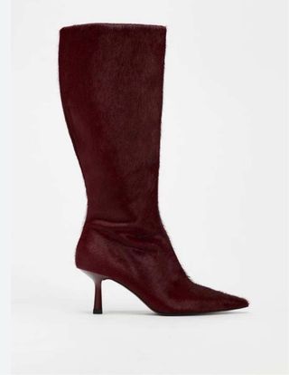 Botas burdeos pelo corto piel