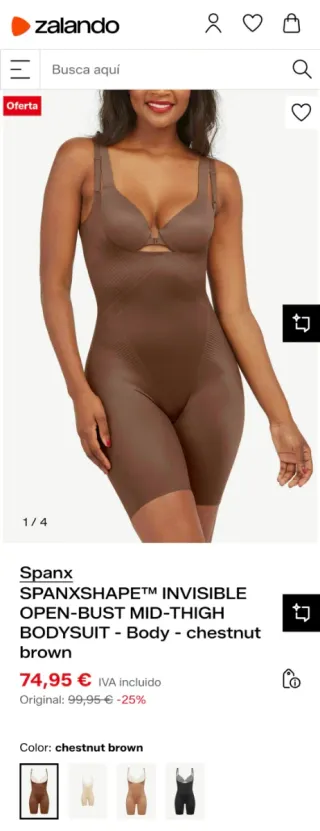 Faja Bodysuit Spanx Invisible Open-Bust Mid-Thigh