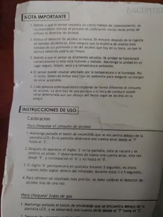 DETECTOR ALCOHOL Y GAS ASCOMTEL Drink Mate