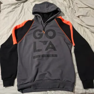 Felpa con cappuccio Gola grigia e arancione