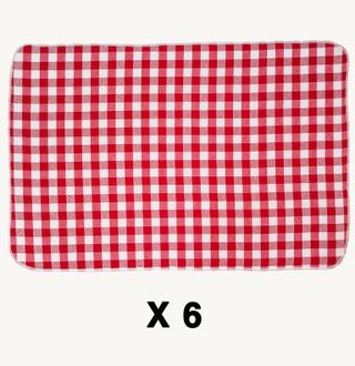 6 Tovagliette a Quadri Rossi e Bianchi 60x40 cm.