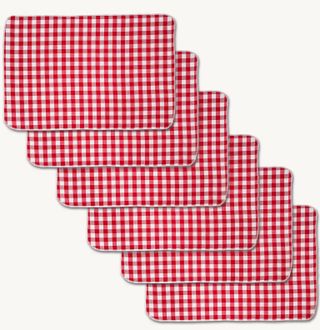 6 Tovagliette a Quadri Rossi e Bianchi 60x40 cm.