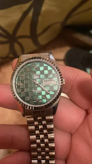 Seiko 5 Vintage Reloj Verde y Plateado