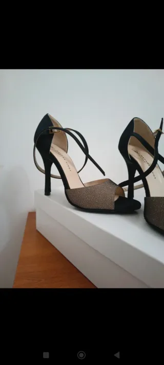 Scarpe da tango donna oro/nere n.37 suola stretta