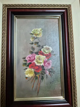 2 Cuadros GISBERT: Óleo de Flores de Helio Gisbert