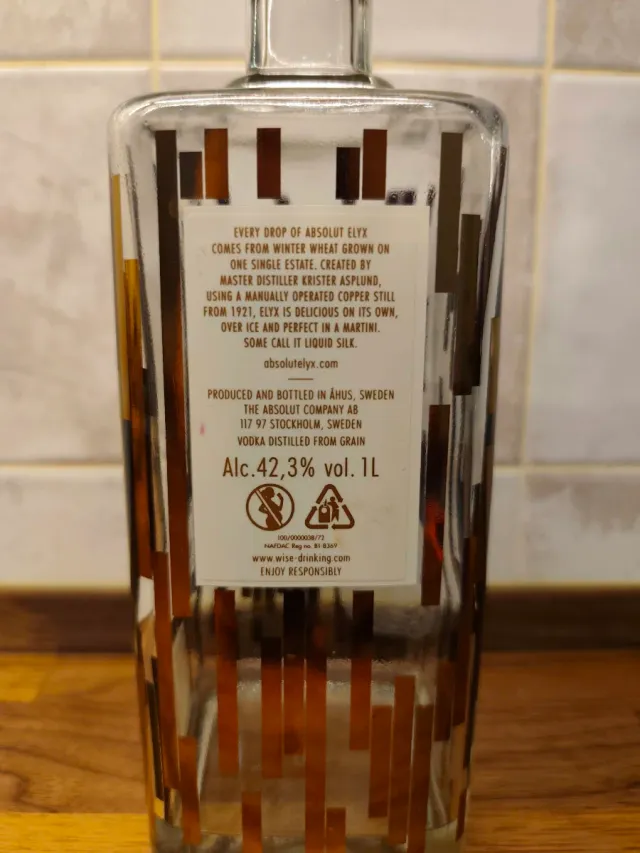 Bottiglia vuota Absolut Elyx