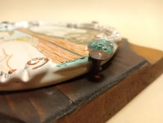 CERAMICA PADRE PIO Legno DIPINTO A MANO