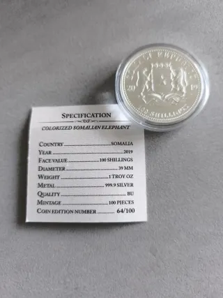 2019 1 oz Somalia Elefante Color