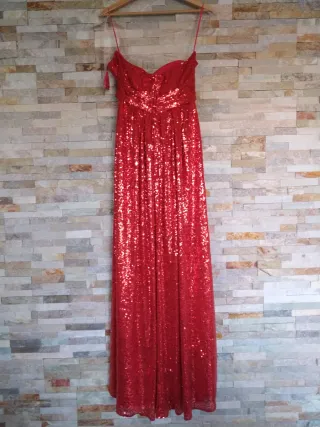 Vestido rojo lentejuelas largo