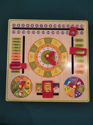 Calendario madera en inglés educativo para niños