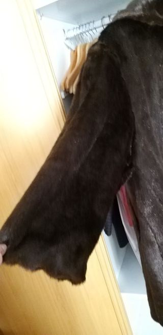 Abrigo Imitación Piel Talla Grande Marrón