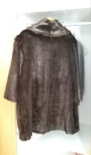 Abrigo Imitación Piel Talla Grande Marrón