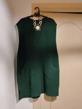 Chaleco verde lana talla única