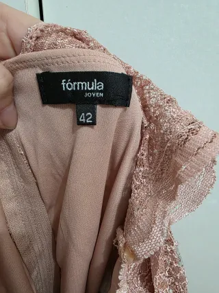 Vestido fiesta encaje rosa Talla 42