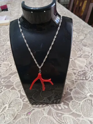 Corallo rosso con collana in argento 925