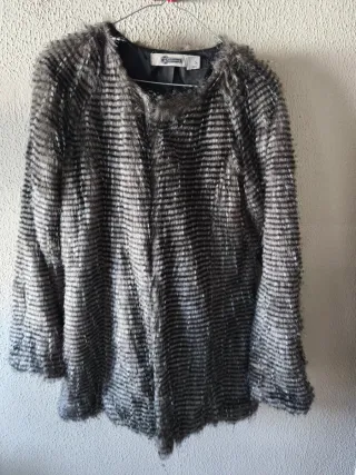 Chaquetón pelo sintético rayas S