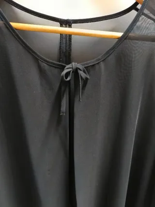 Blusa Gasa Negra Transparente Talla 46