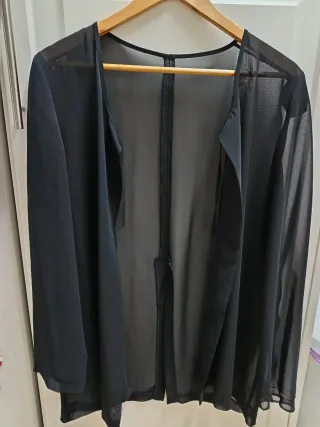 Blusa Gasa Negra Transparente Talla 46