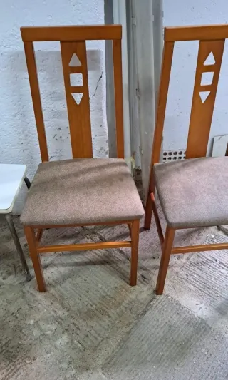 6 Sillas Comedor Madera Tapizadas Beige x60€