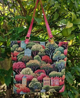 Bolso hecho a mano.Reversible asas piel