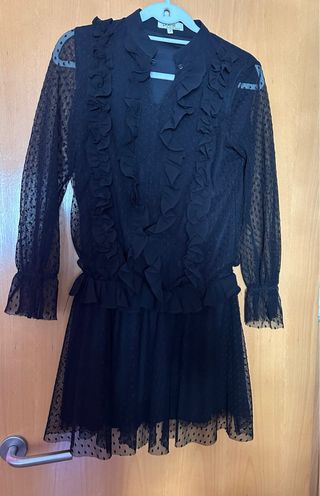 Vestido Poete negro con volantes