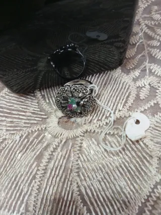 Completo argento con pietre rubino