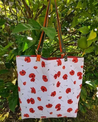 Bolso reversible.Hecho a mano asas piel