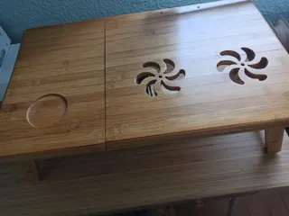 Mesa ordenador bambú plegable