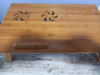 Mesa ordenador bambú plegable