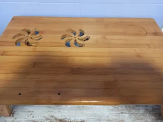 Mesa ordenador bambú plegable