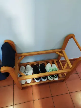 Sillón zapatero madera y tela